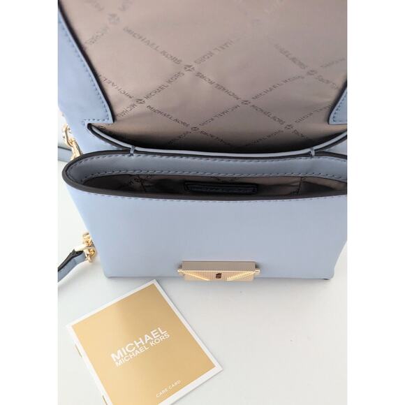 Michael Kors Cece Small Pale Blue Vegan Leather Convertible Flap Crossbody Bag - Picture 3 of 12